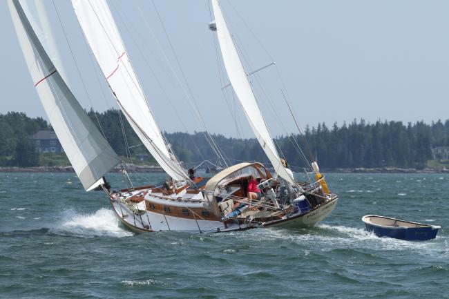 1962 Ted Hood Little Harbor 40' Centerboard Yawl, undersail, port side view