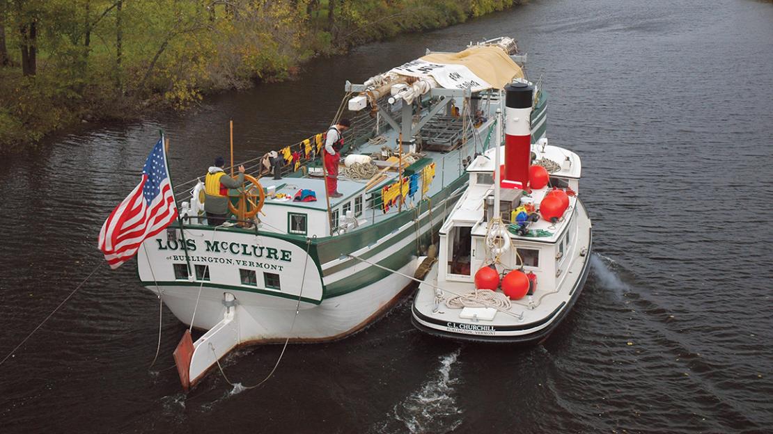 The tugboat C.L. CHURCHILL towing the LOIS McCLURE.