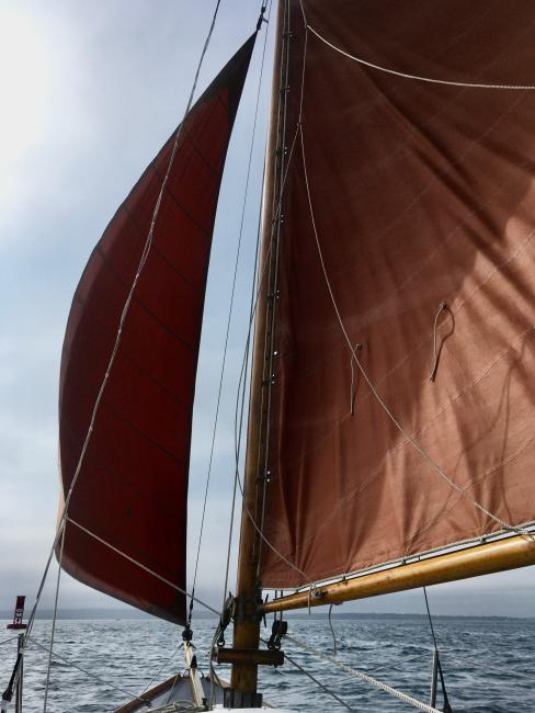 Modified Wianno Senior Sailboat, Hull #1, under sail
